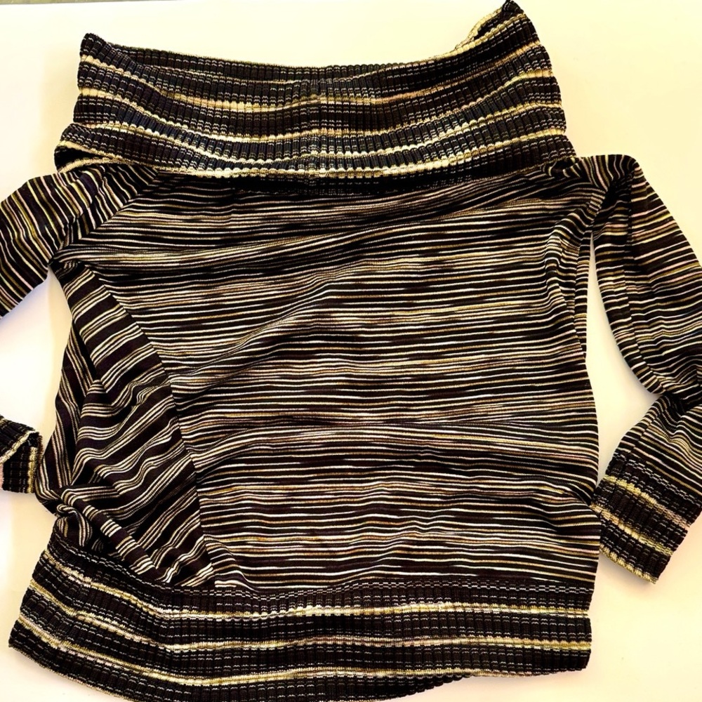 Missoni Black and White Striped Cowl Neck Sweater